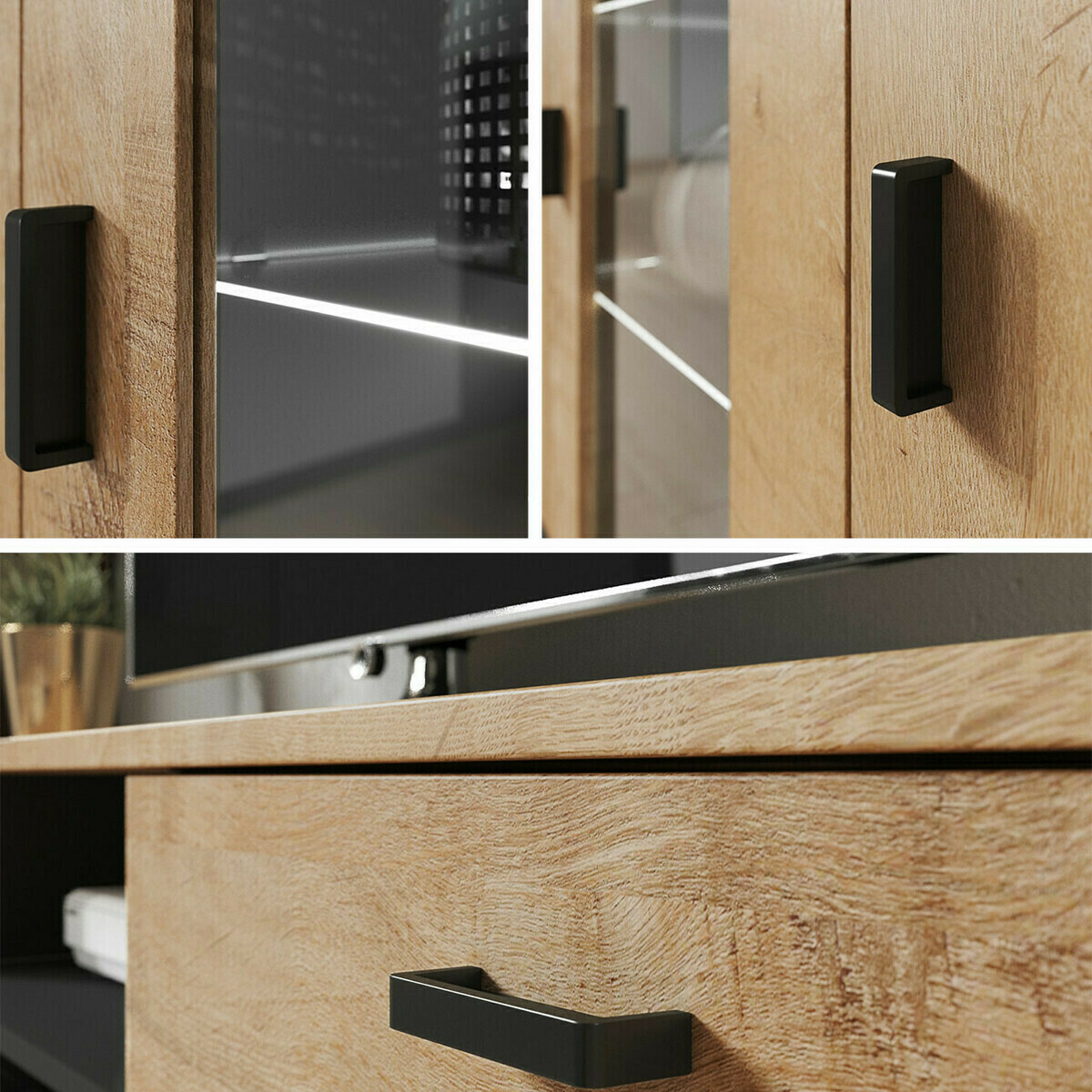 Svetainės komplektas Tornola 110 (Juoda + Blizgi juoda)