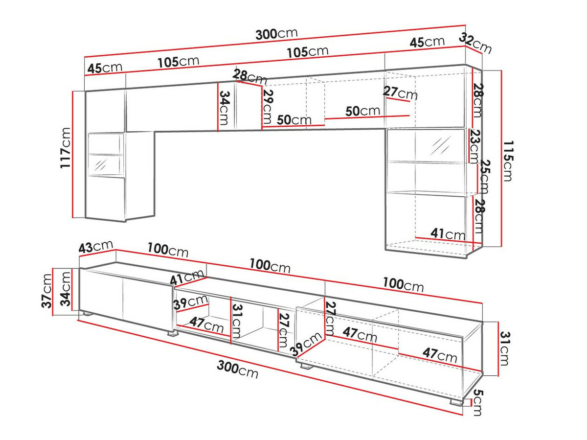 Svetainės komplektas Remus XXIV (Juoda + Blizgi juoda + Artisan ąžuolas)