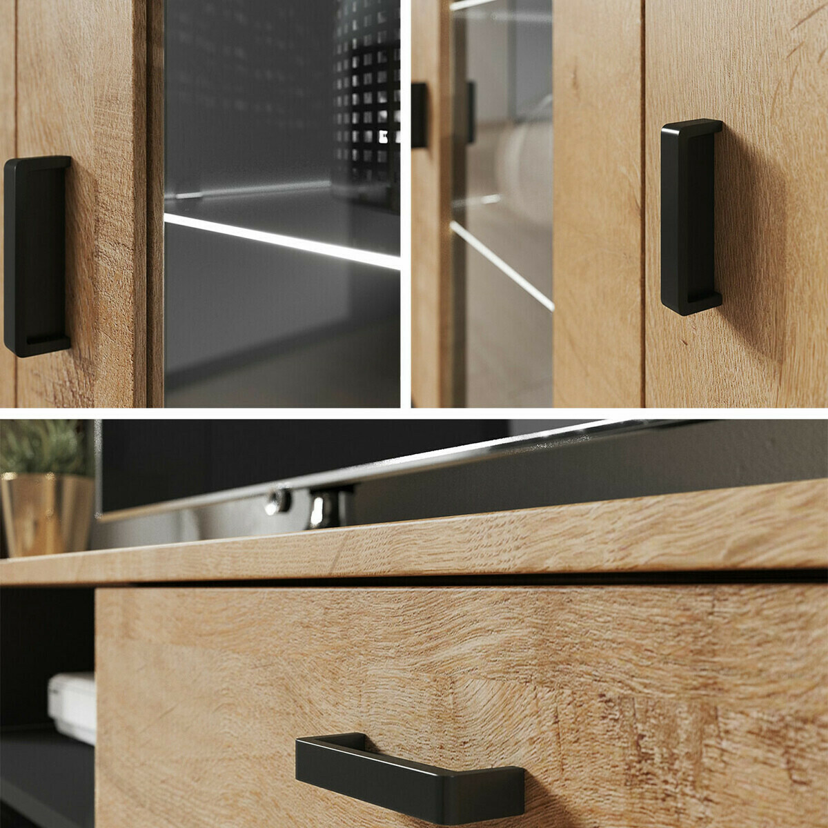 Svetainės komplektas Tornola 115 (Juoda + Blizgi juoda)