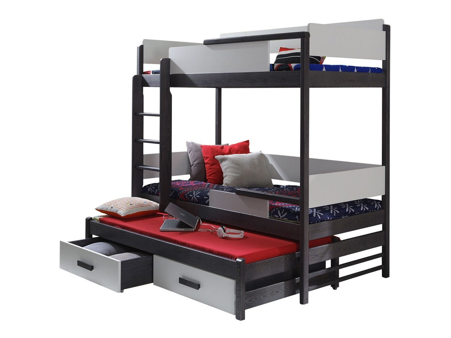 Dviaukštė lova Henderson 114 (Grafitas + Pilka)