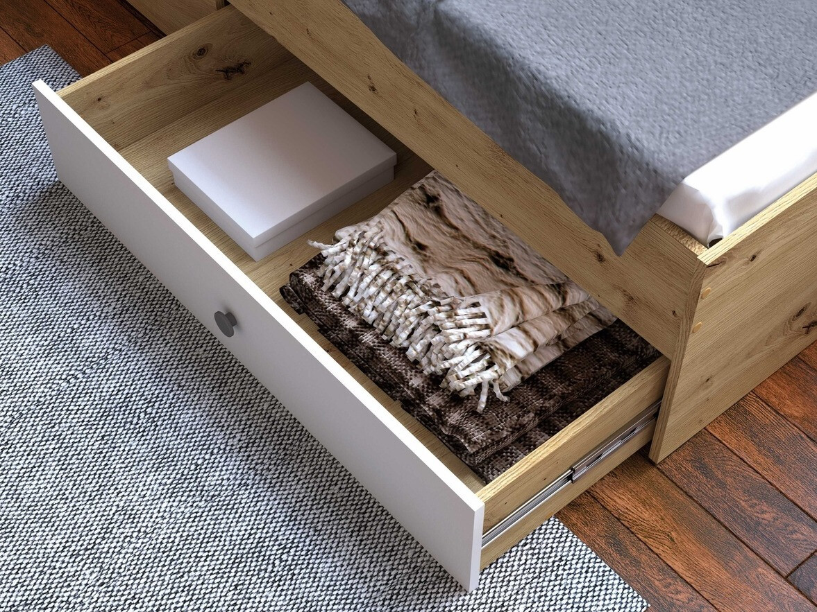 Lova Mirelbu 112 (Artisan ąžuolas + Blizgi balta)