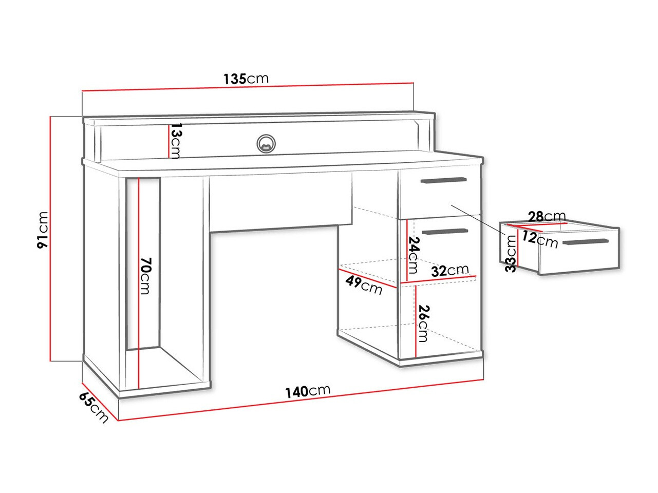 Kompiuterinių žaidimų stalas Serus (Matinė juoda)