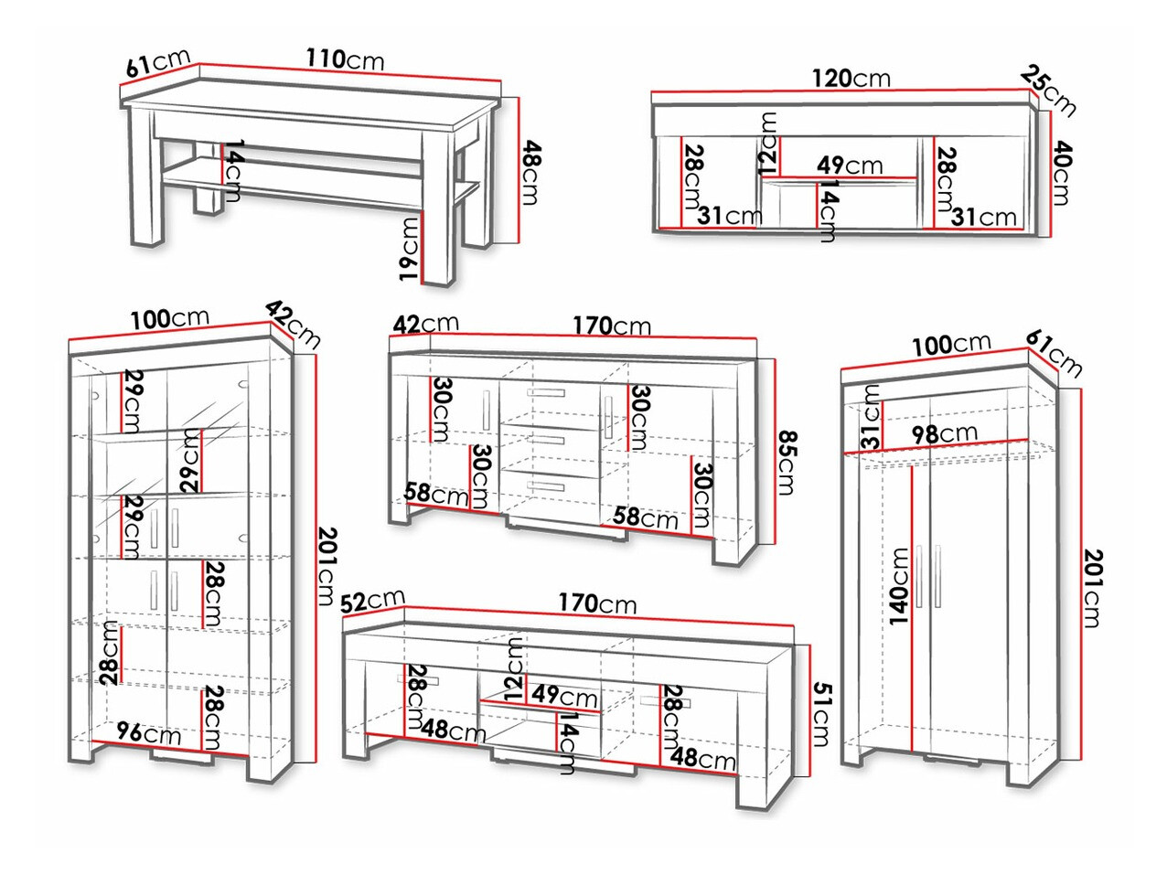 Svetainės komplektas Melfeli 126 (Sonomos ąžuolas)