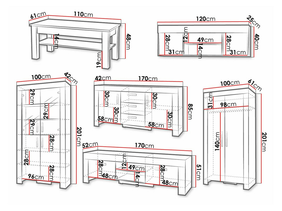 Svetainės komplektas Melfeli 126 (Sonomos ąžuolas)