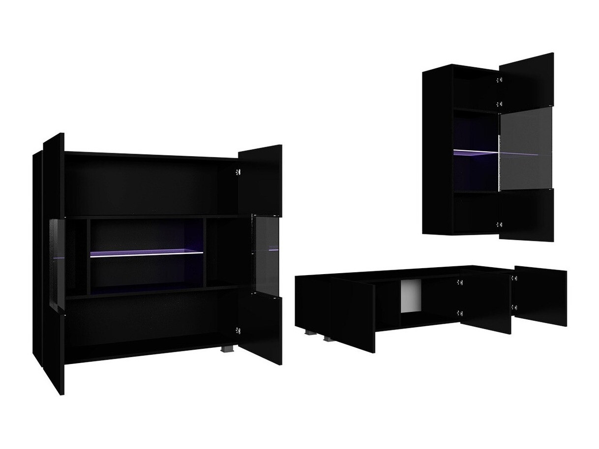 Svetainės komplektas Remus VII (Balta + Blizgi balta)