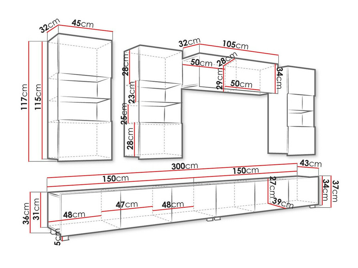 Svetainės komplektas Tivdalu 109 (Juoda + Blizgi juoda)
