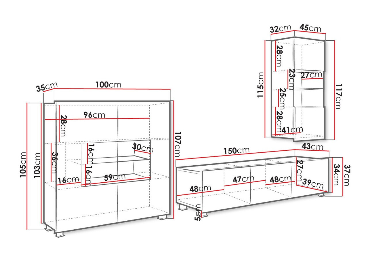 Svetainės komplektas Tivdalu 111 (Balta + Blizgi balta)