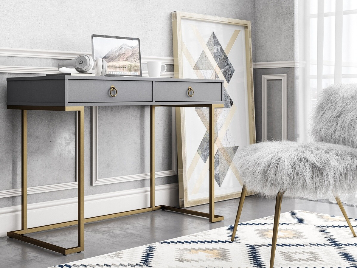 Darbo stalas CosmoLiving by Cosmopolitan Fersale 100 (Grafitas + Auksinė)