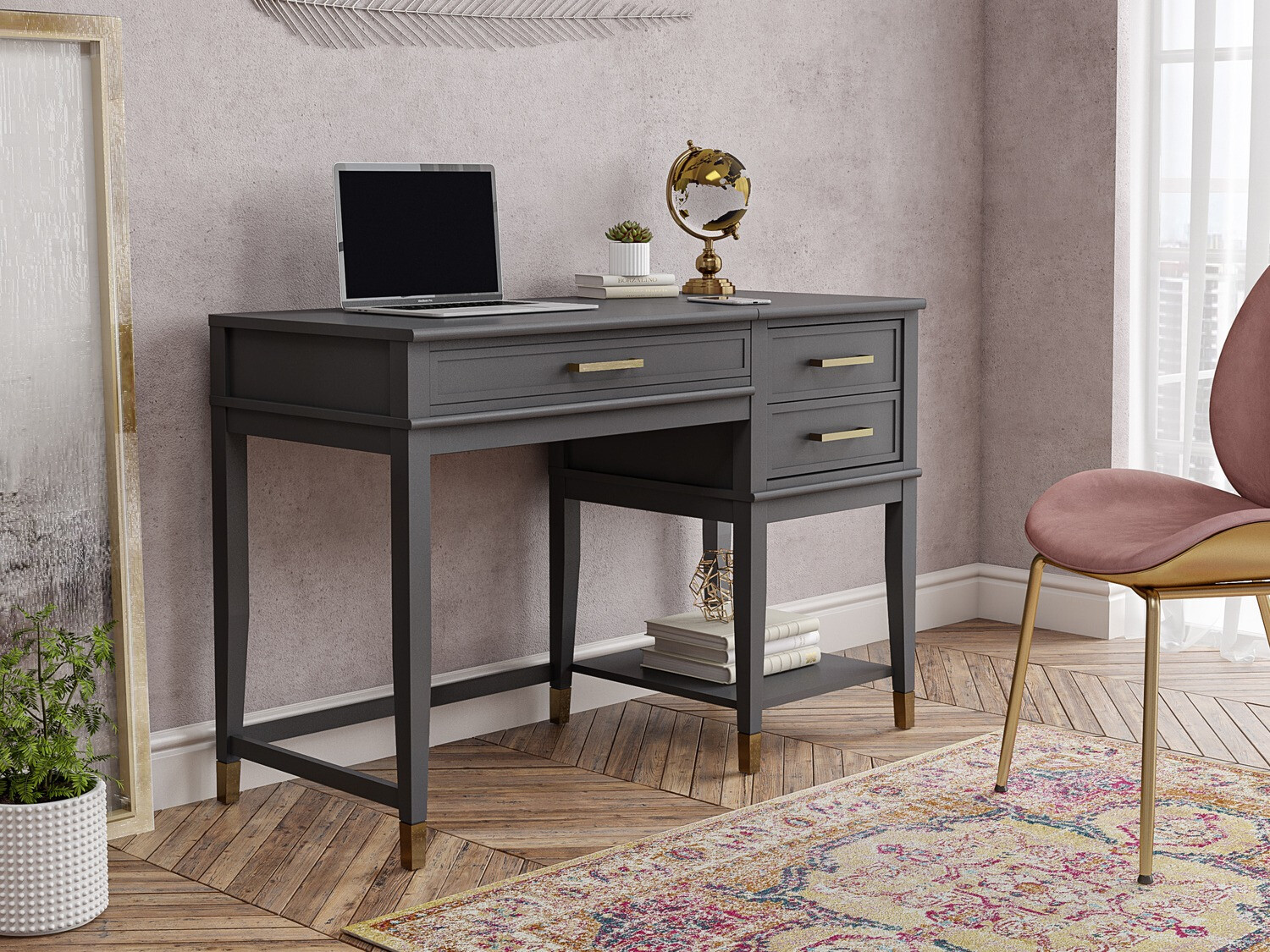 Darbo stalas CosmoLiving by Cosmopolitan Belromu 102 (Grafitas)