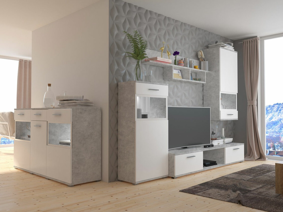 Svetainės komplektas Tucson 111 (Betonas + Balta)