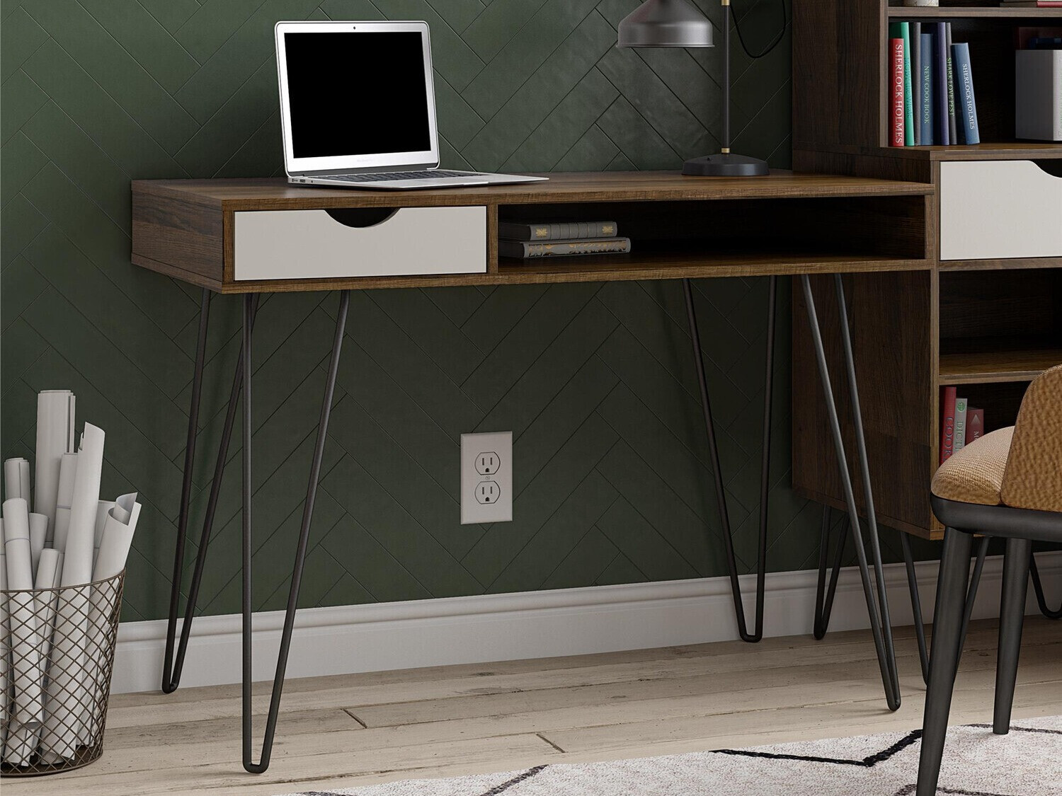 Darbo stalas Novogratz 148 (Ąžuolas + Pilka)