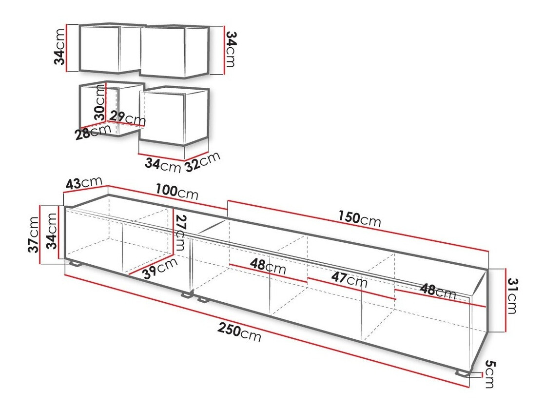 Svetainės komplektas Remus XVIII (Juoda + Blizgi juoda)