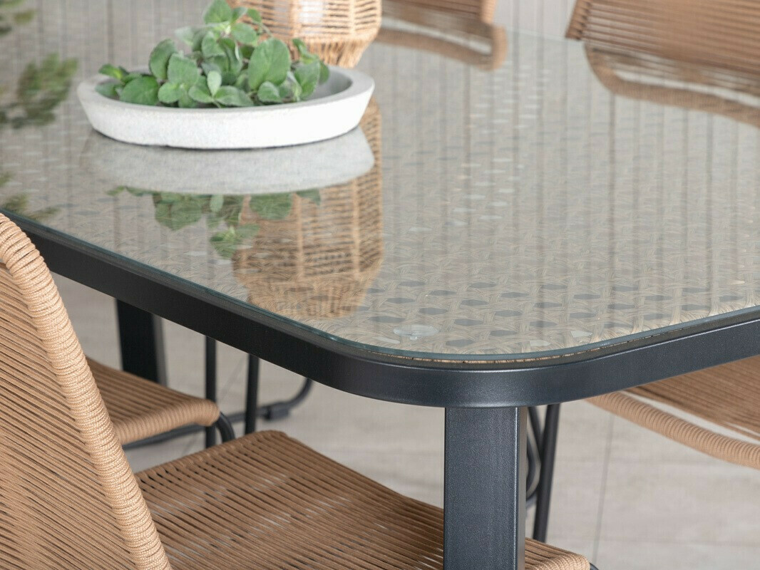 Stalo ir kėdžių komplektas Dallas 2477 (Šviesi ruda + Juoda)