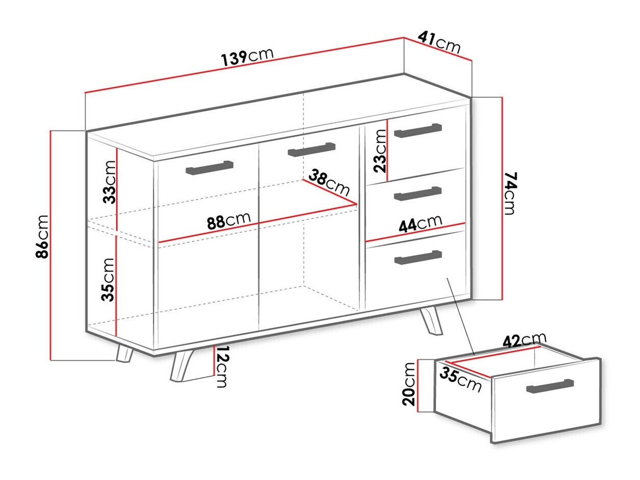 Komoda Rosa (Mėlyna + Auksinė)