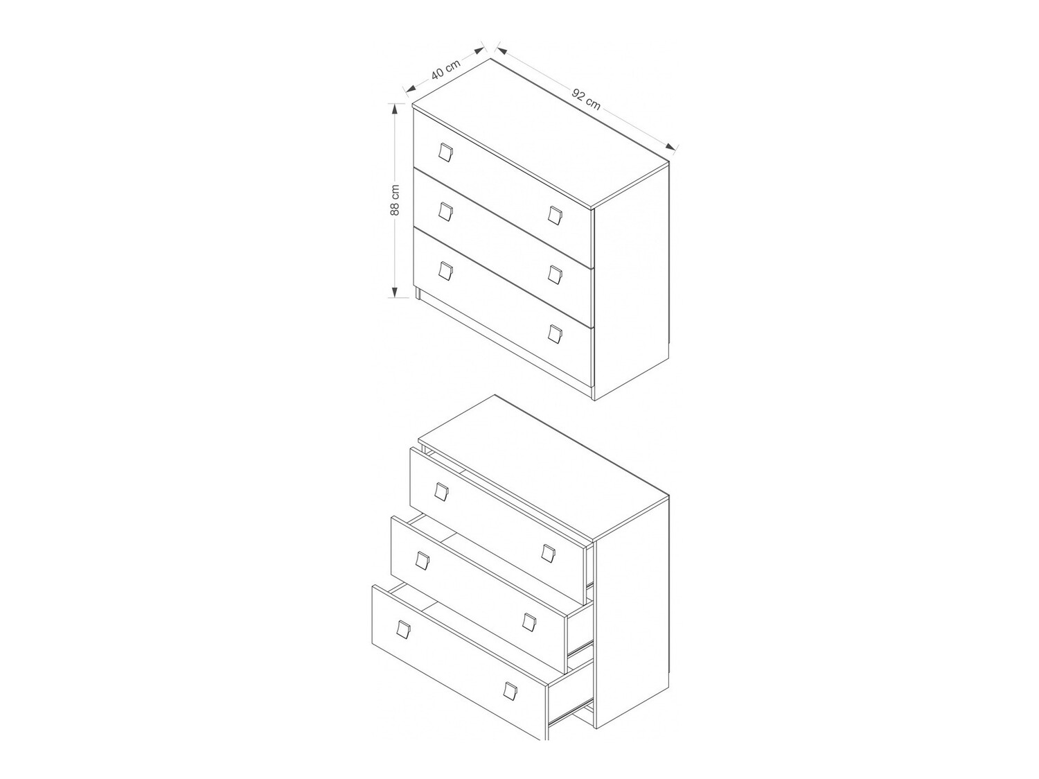 Komoda Murrieta 109 (Balta + Blizgi juoda)