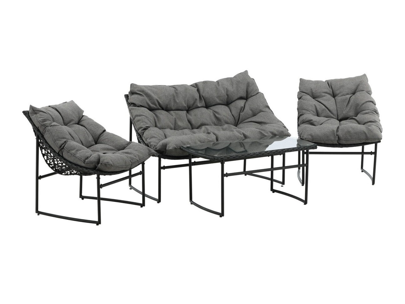 Lauko baldų komplektas Dallas 4732 (Juoda + Pilka)