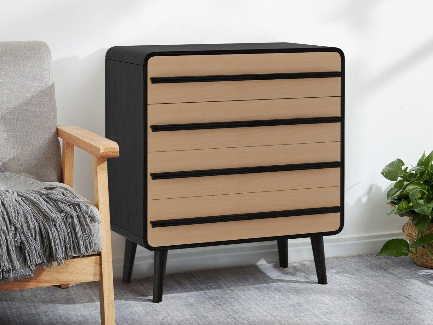 Komoda Denton 566 (Juoda + Ąžuolas)