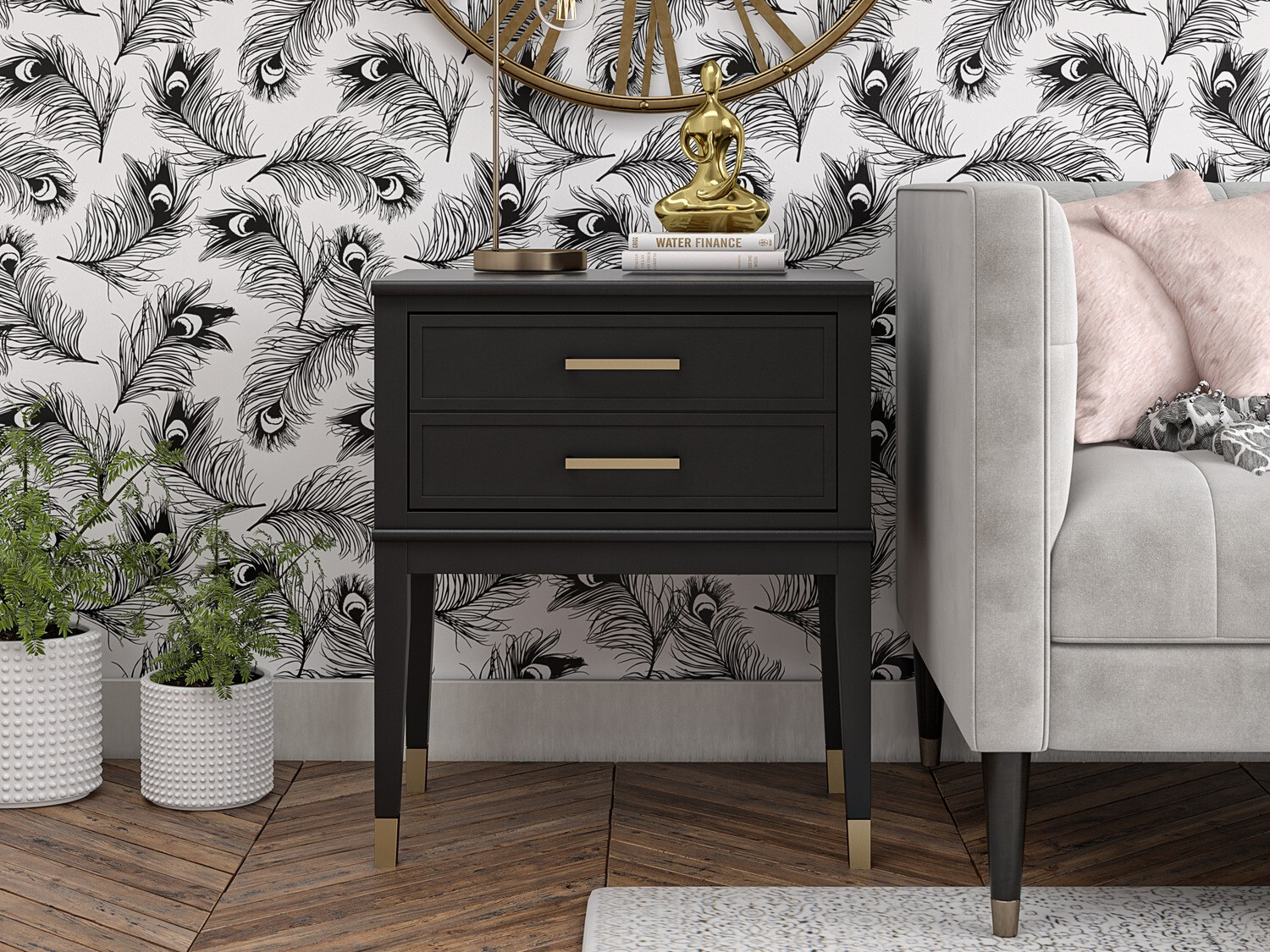 Naktinis staliukas CosmoLiving by Cosmopolitan Belromu 104 (Juoda)