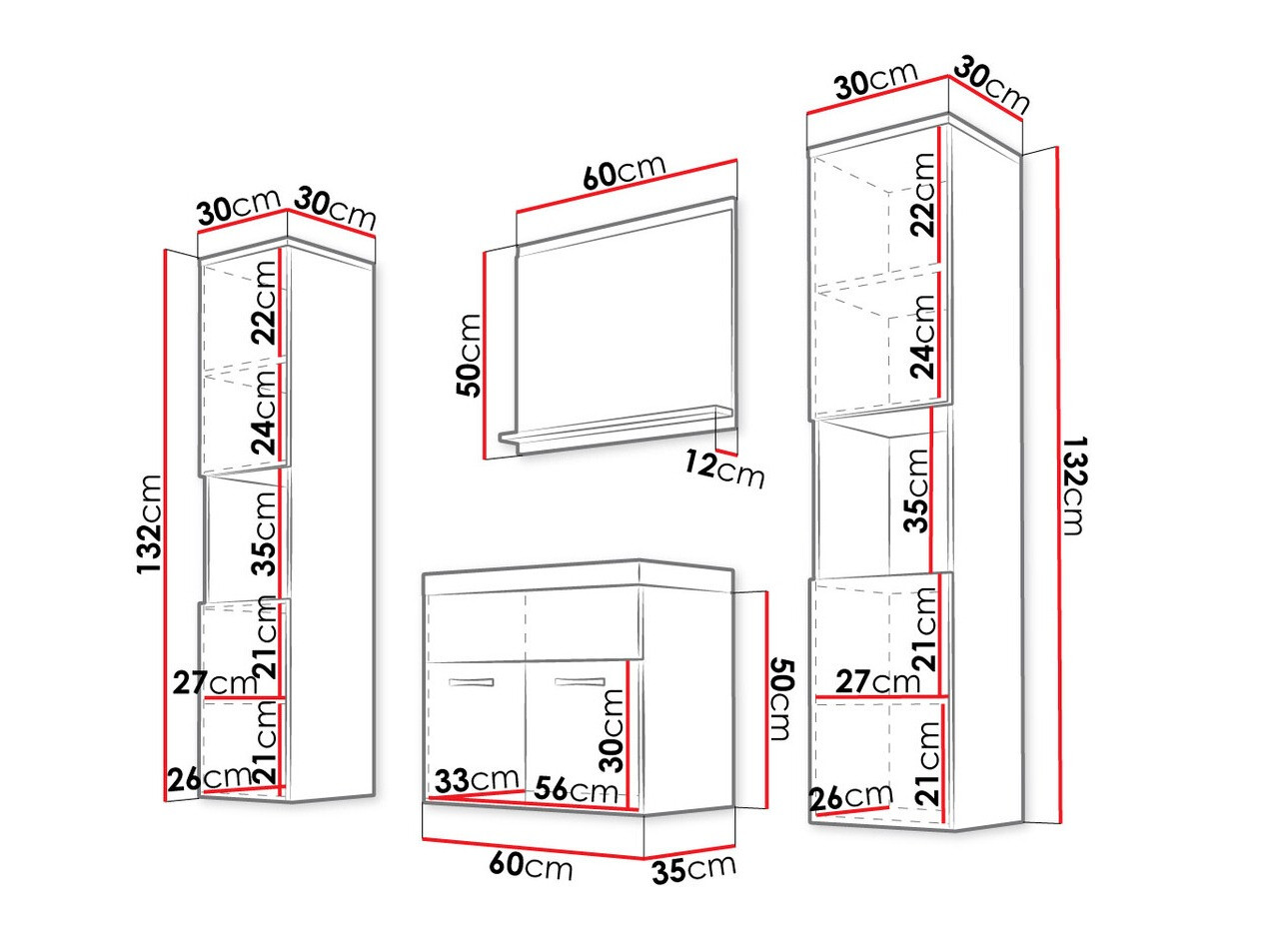 Vonios komplektas Sarasota 123 (Balta + Blizgus pilkas)