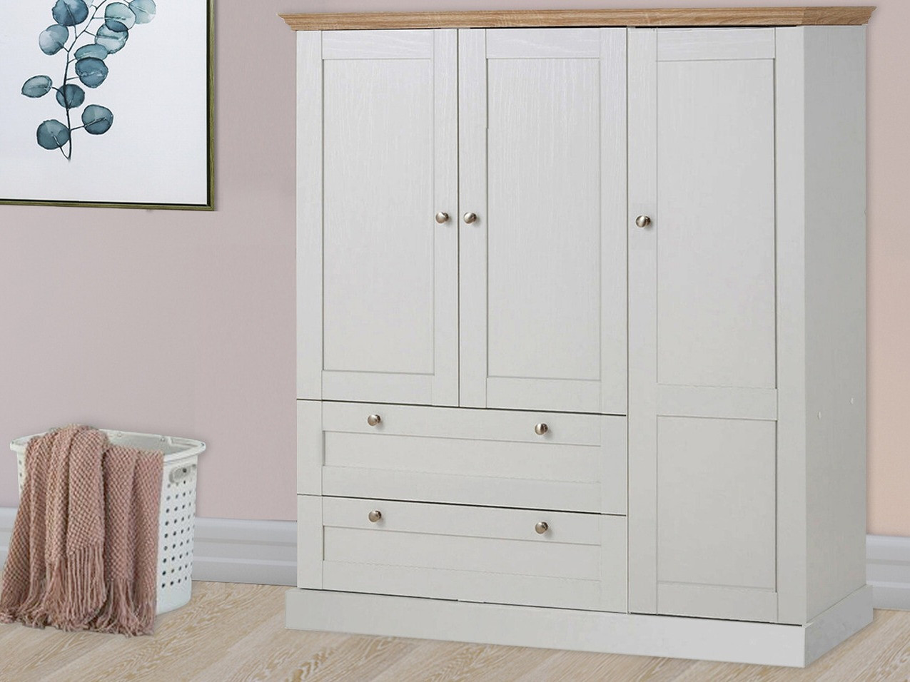 Komoda Lirveri 103 (Balta + Šviesus ąžuolas)