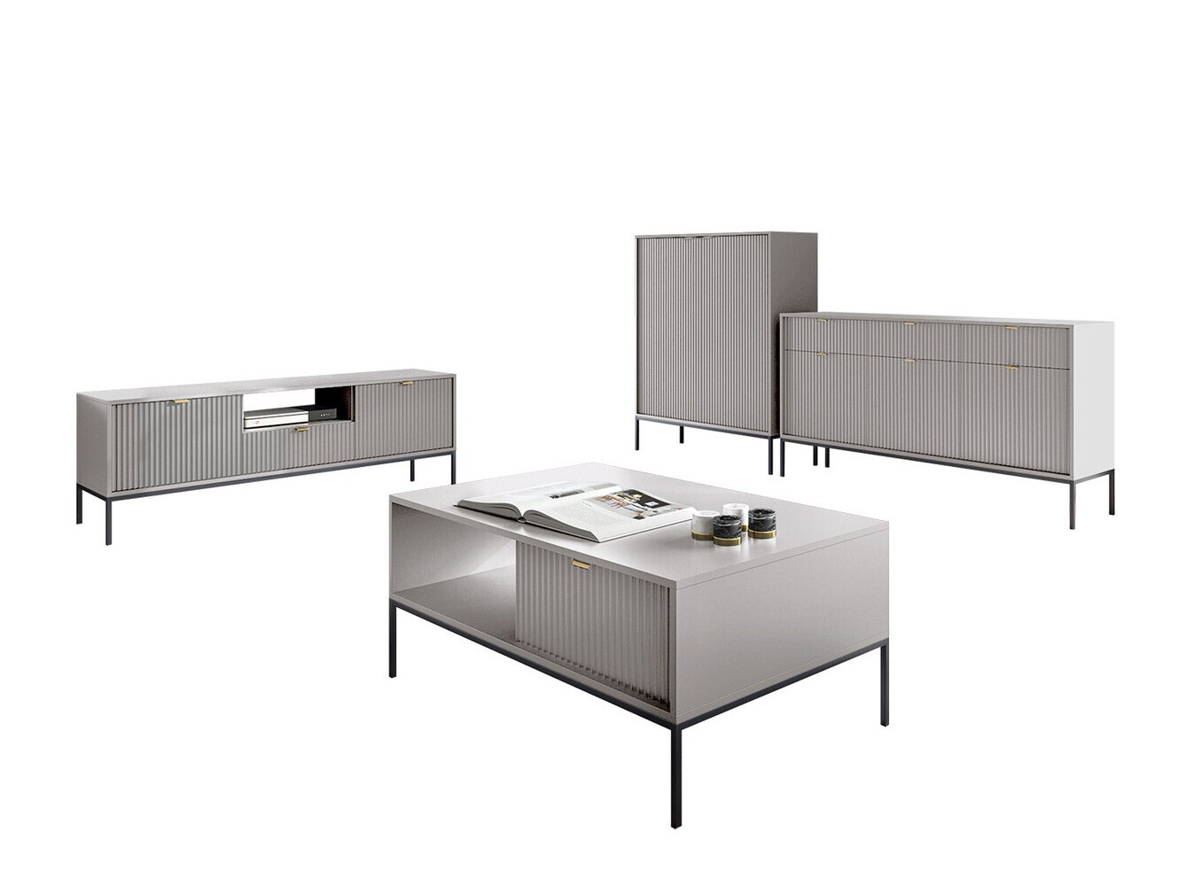 Svetainės komplektas Lima L107 (Pilka + Juoda)