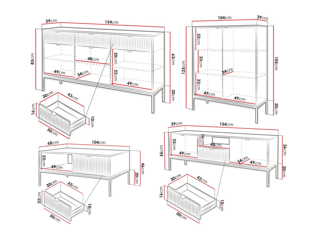 Svetainės komplektas Lima L107 (Pilka + Juoda)