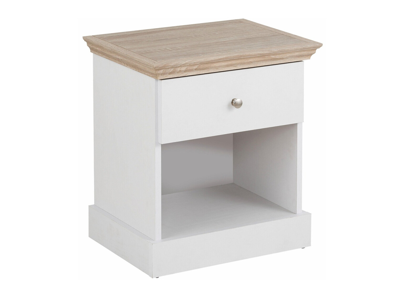 Naktinis staliukas Lirveri 111 (Balta + Šviesus ąžuolas)