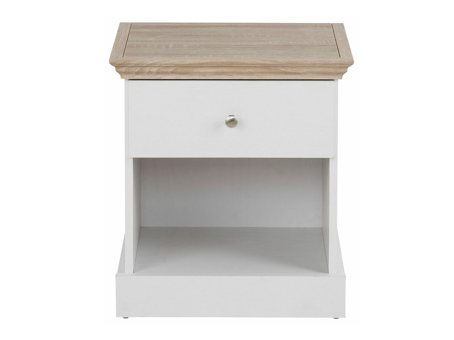 Naktinis staliukas Lirveri 111 (Balta + Šviesus ąžuolas)