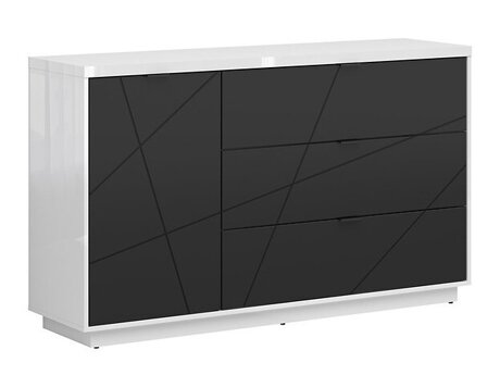 Komoda Fivale 100 (Blizgi balta + Matinė juoda)