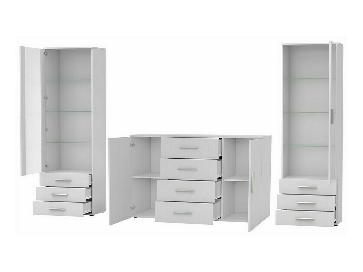 Svetainės komplektas Tornola 112 (Balta + Blizgi balta)