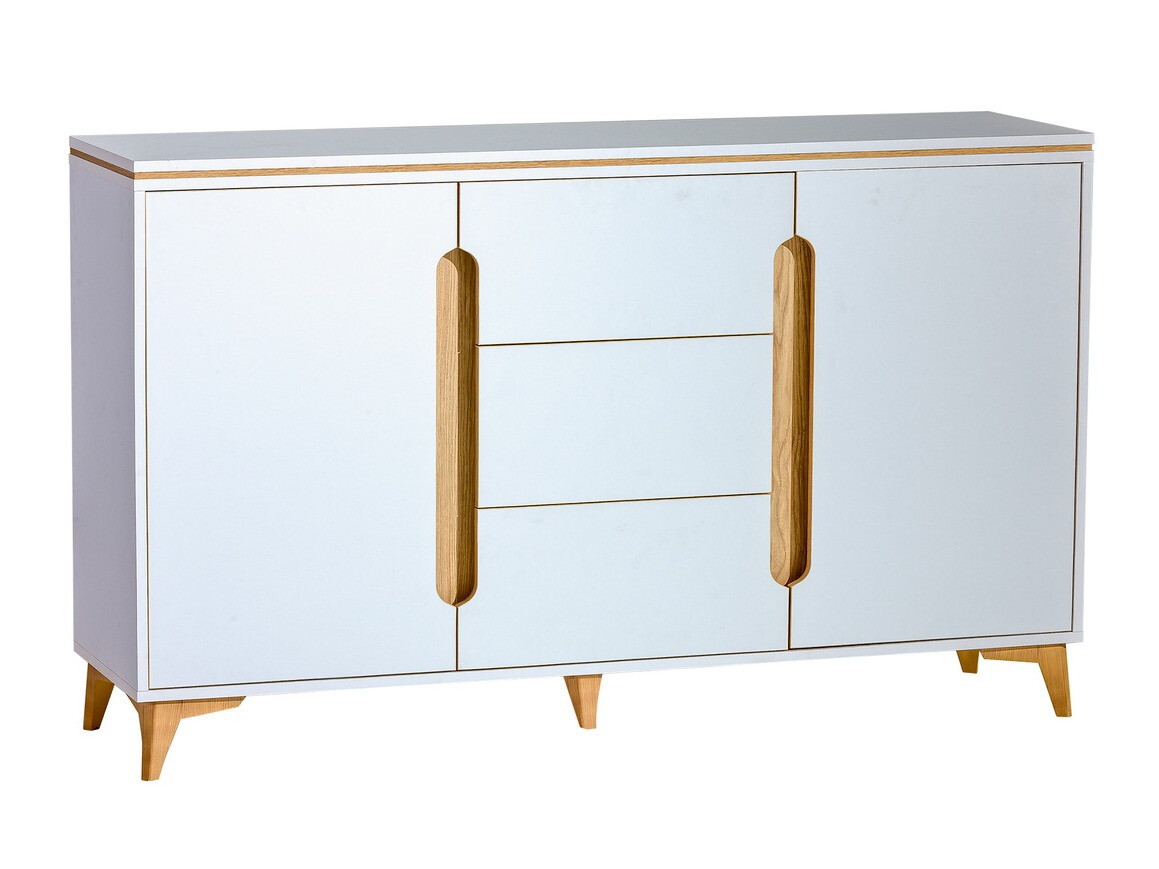 Komoda Ogden H103 (Balta + Šviesus medis)