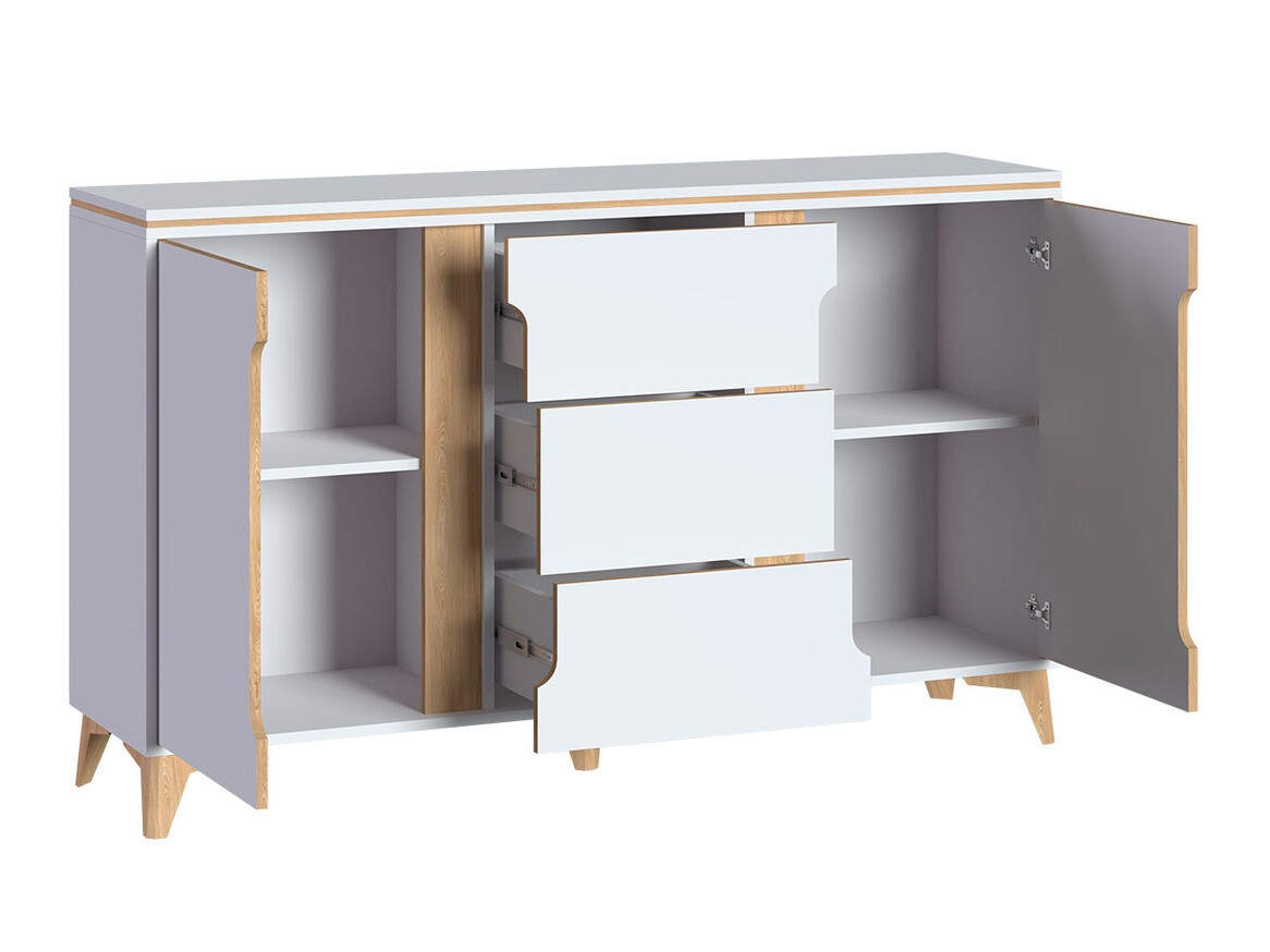 Komoda Ogden H103 (Balta + Šviesus medis)