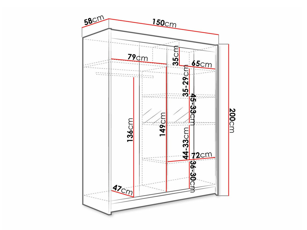Spinta Closico Vastor II (Juoda + Artisan ąžuolas)