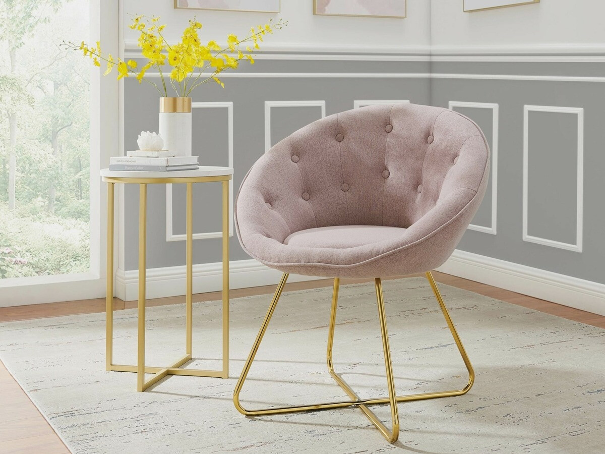 Fotelis Denton 416 (Šviesi rožinė + Auksinė)