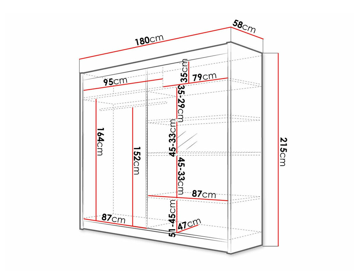 Spinta Closico Cavaris I (Balta + Artisan ąžuolas)
