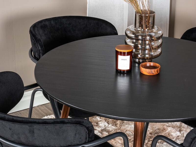 Valgomojo komplektas Dallas 285 (Juoda + Riešutas)