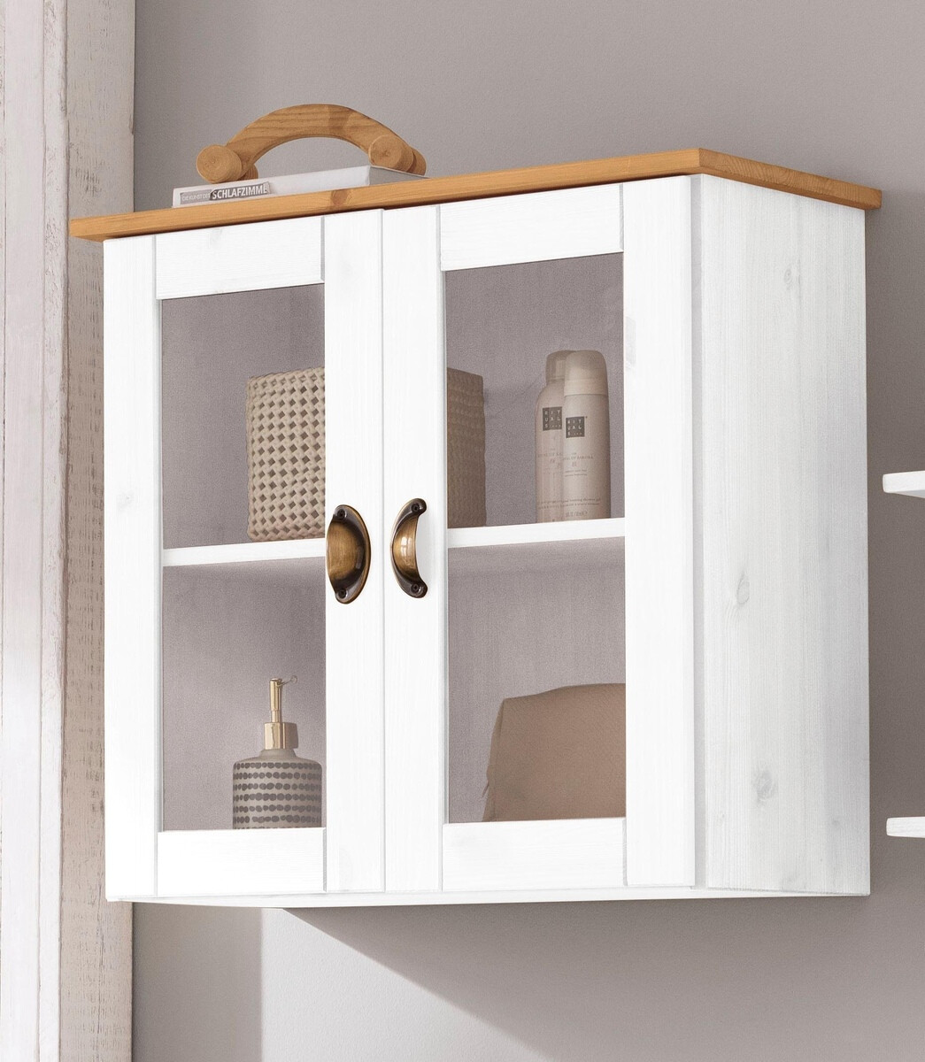 Pakabinama vonios spintelė Serelbu 102 (Balta + Šviesi ruda)