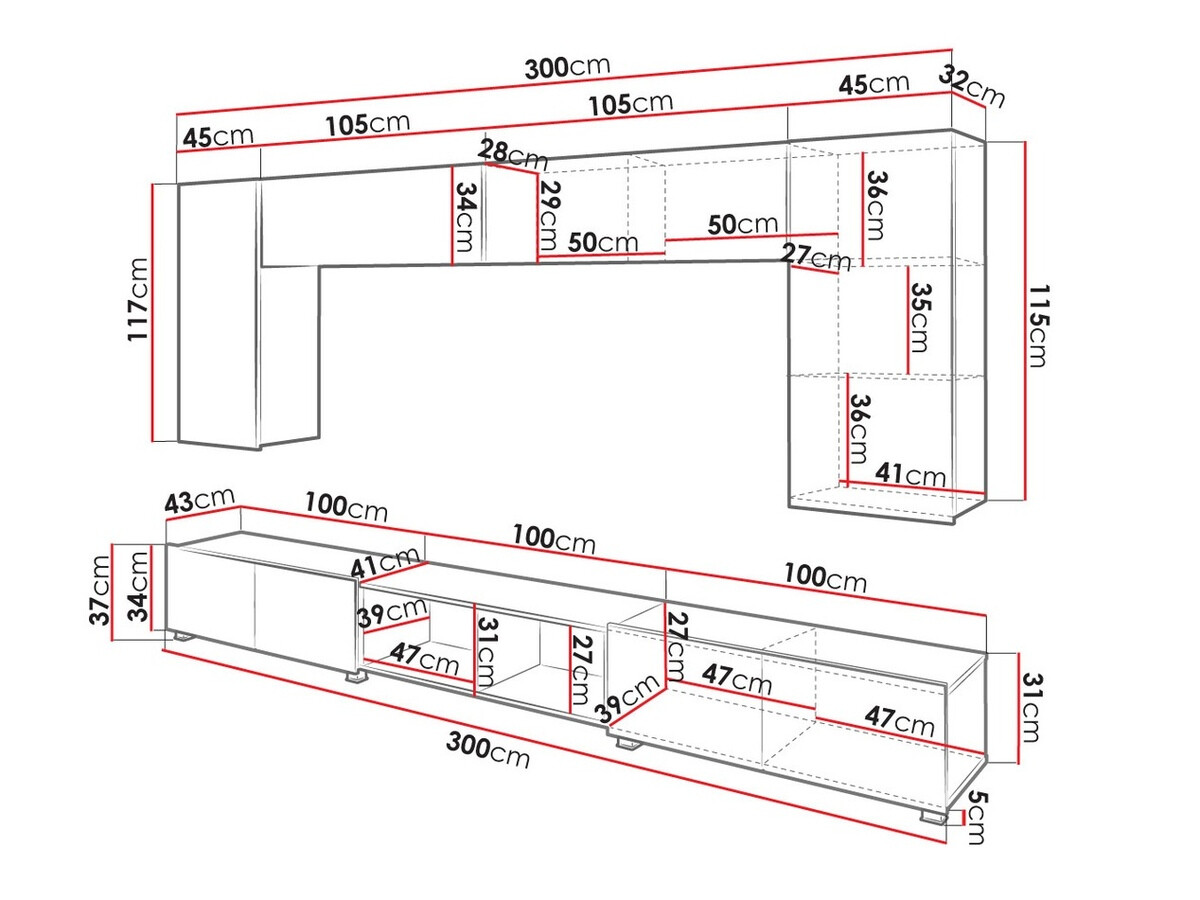 Svetainės komplektas Tivdalu 143 (Juoda + Blizgi juoda + Artisan ąžuolas)