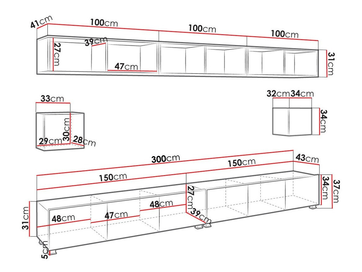 Svetainės komplektas Tivdalu 154 (Juoda + Blizgi juoda + Artisan ąžuolas)