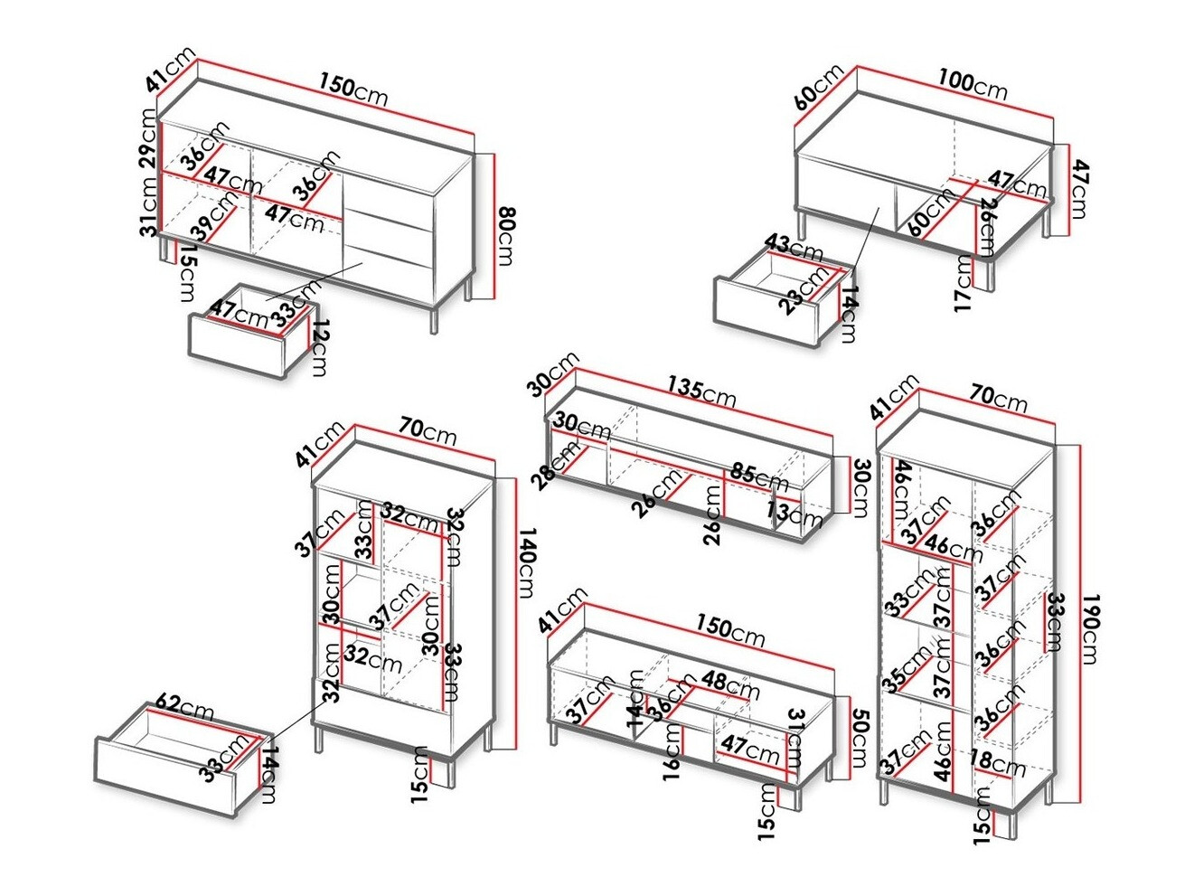 Svetainės komplektas Lomsore 107 (Balta)