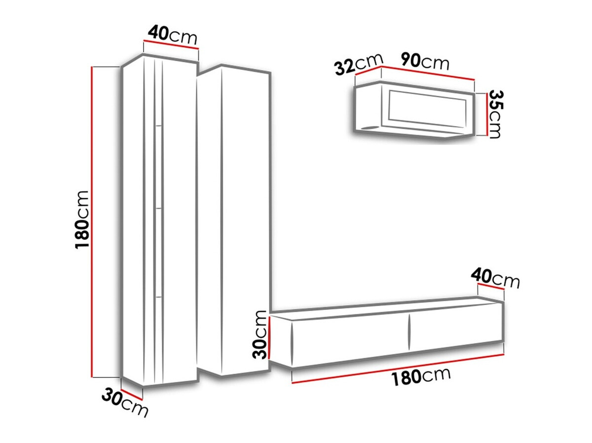 Svetainės komplektas Venenou 134 (Juoda + Blizgi juoda)