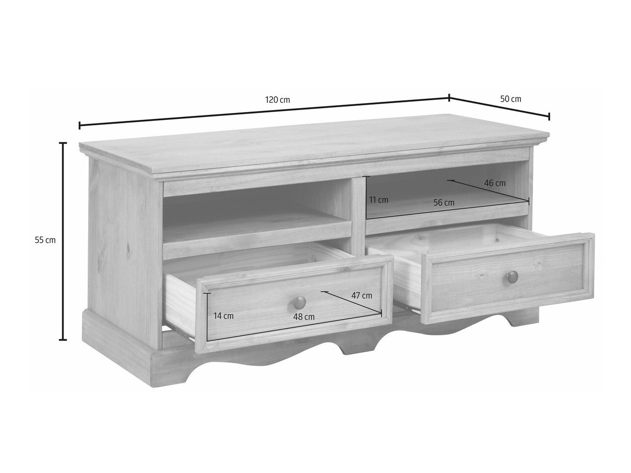 TV staliukas Fentivo 102 (Balta + Medaus ąžuolas)