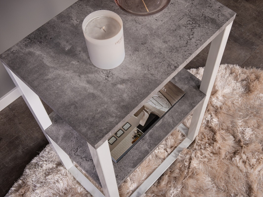 Šoninis staliukas Dallas 260 (Betonas + Balta)