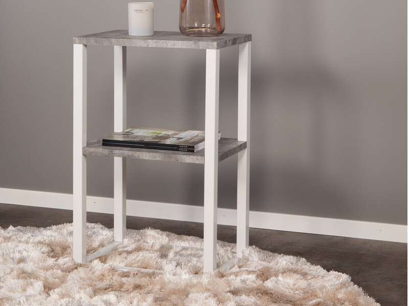 Šoninis staliukas Dallas 260 (Betonas + Balta)