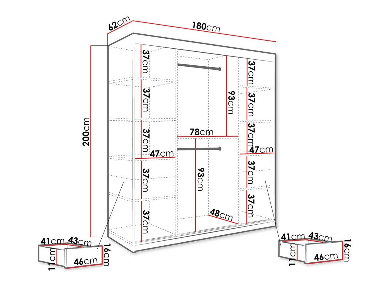 Spinta Hartford 261 (Matinė juoda + Juodas marmuras)