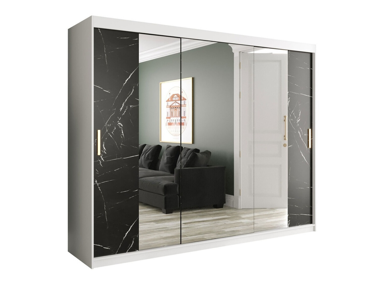 Spinta Hartford 263 (Matinė balta + Juodas marmuras)