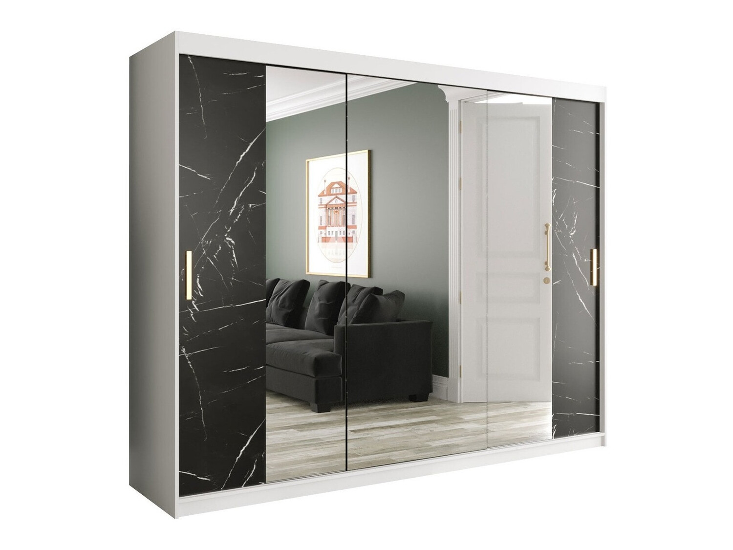 Spinta Hartford 263 (Matinė balta + Juodas marmuras)