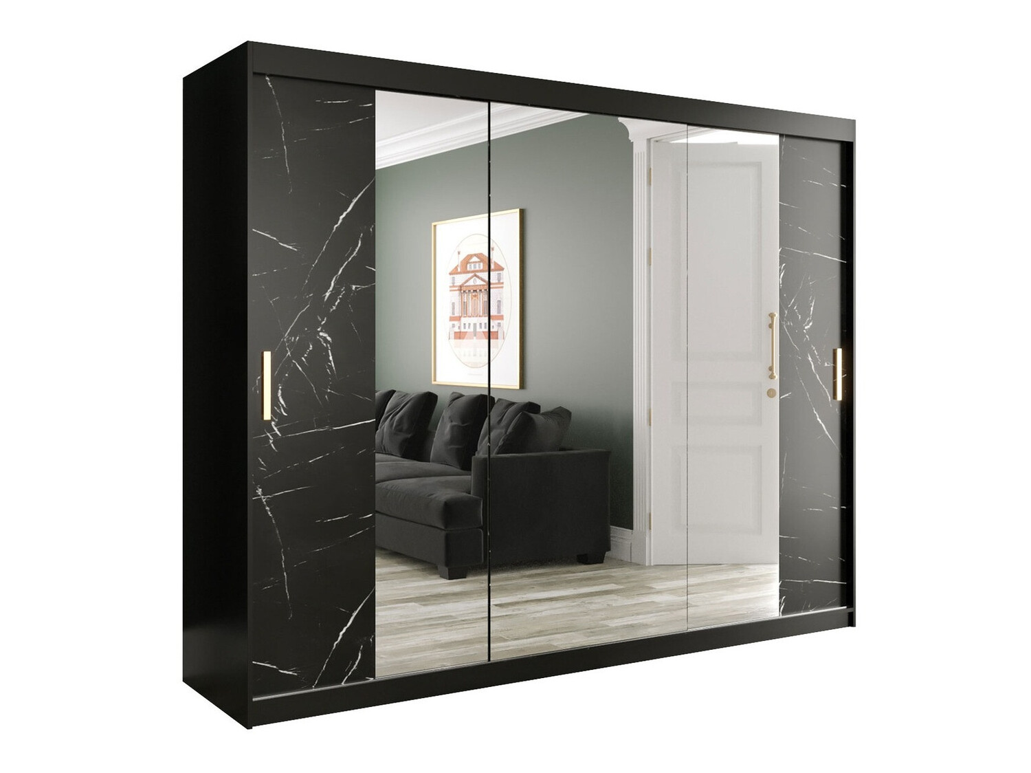 Spinta Hartford 263 (Matinė juoda + Juodas marmuras)