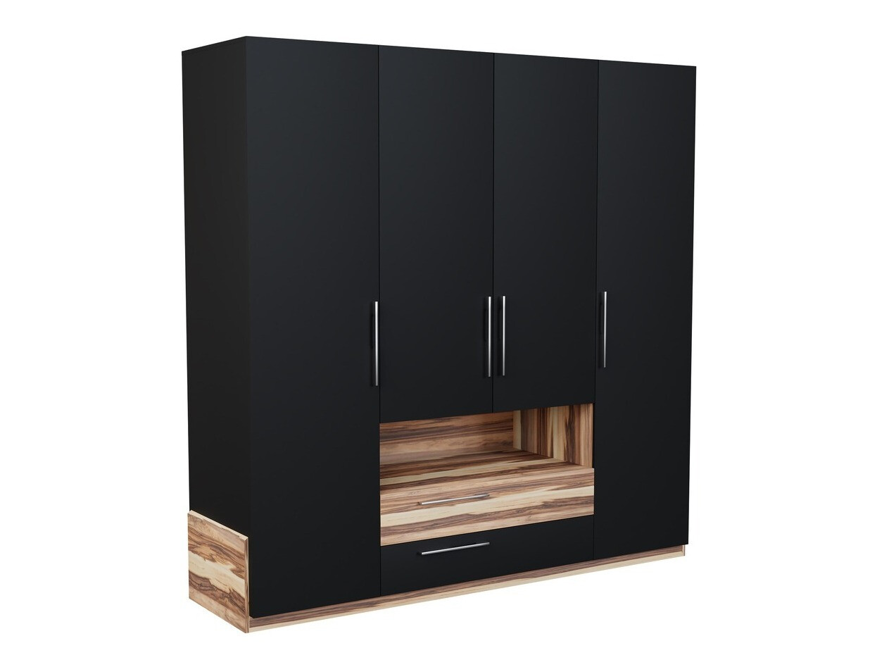 Miegamojo komplektas Omaha C107 (Juoda + Baltimore Riešutas)