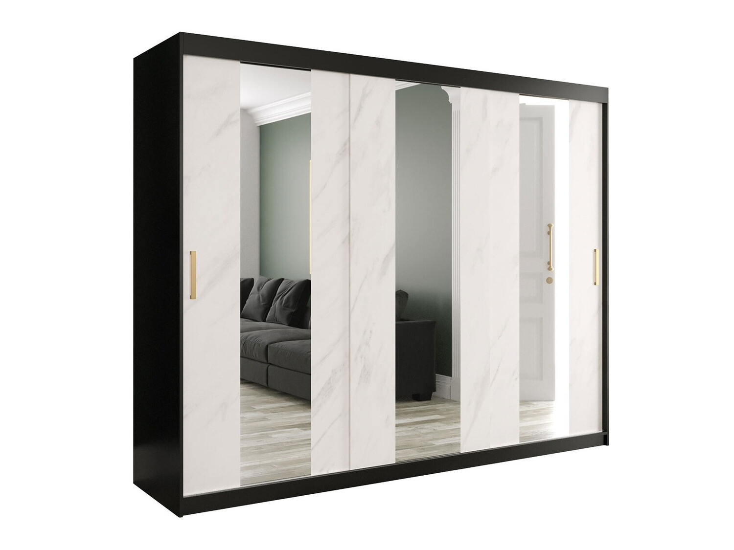 Spinta Hartford 245 (Matinė juoda + Baltas marmuras)